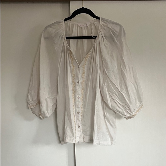 LC Lauren Conrad Tops - LC Lauren Conrad Cream Blouse with Button Accents